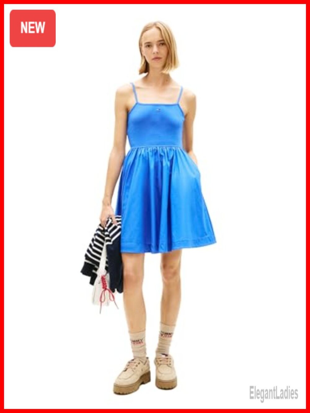 Lightweight Sleeveless Spaghetti Strap Fit & Flare Cotton Mini Dress